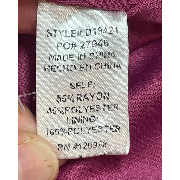 Entro Sz L Tiered Dress High Neck Peasant Sleeve Tie Back Orchid Pink Flowy Boho - Picture 9 of 9